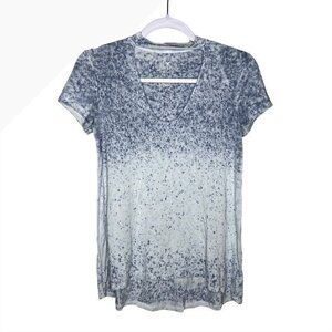 American Eagle Outfitters Soft & Sexy T-Shirt Blue Speckled Design Cutout V-Neck